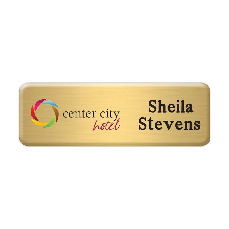 Brass Metal Name Badge 1" x 3"