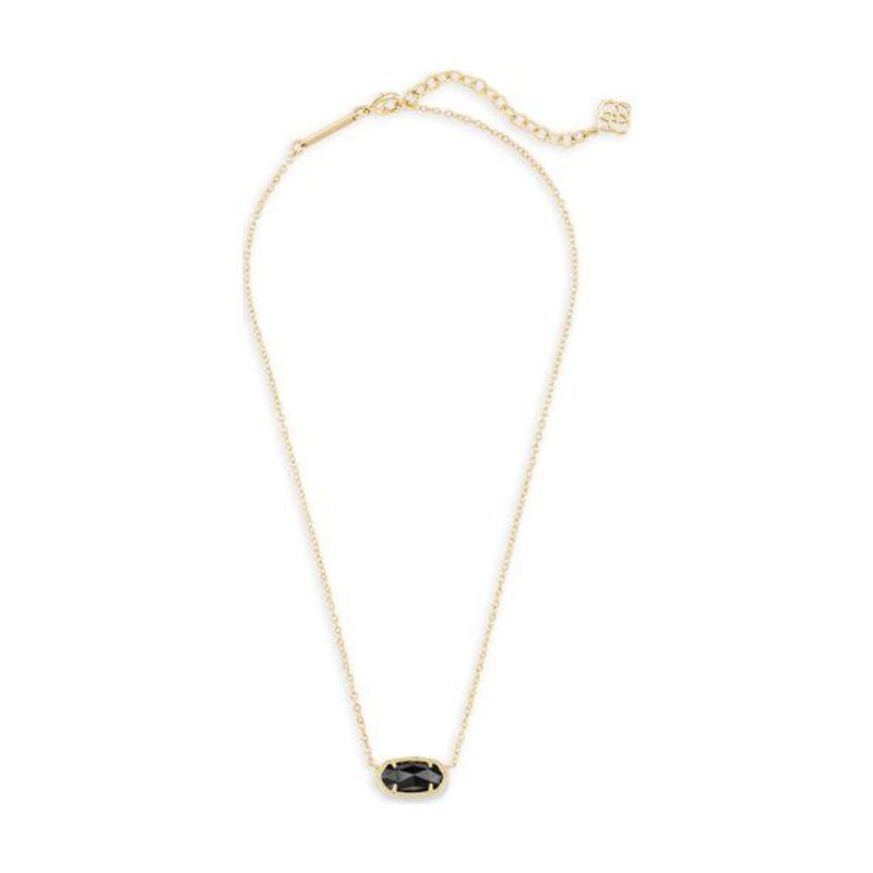 Kendra Scott Elisa Gold Pendant Necklace in Black Opaque Glass