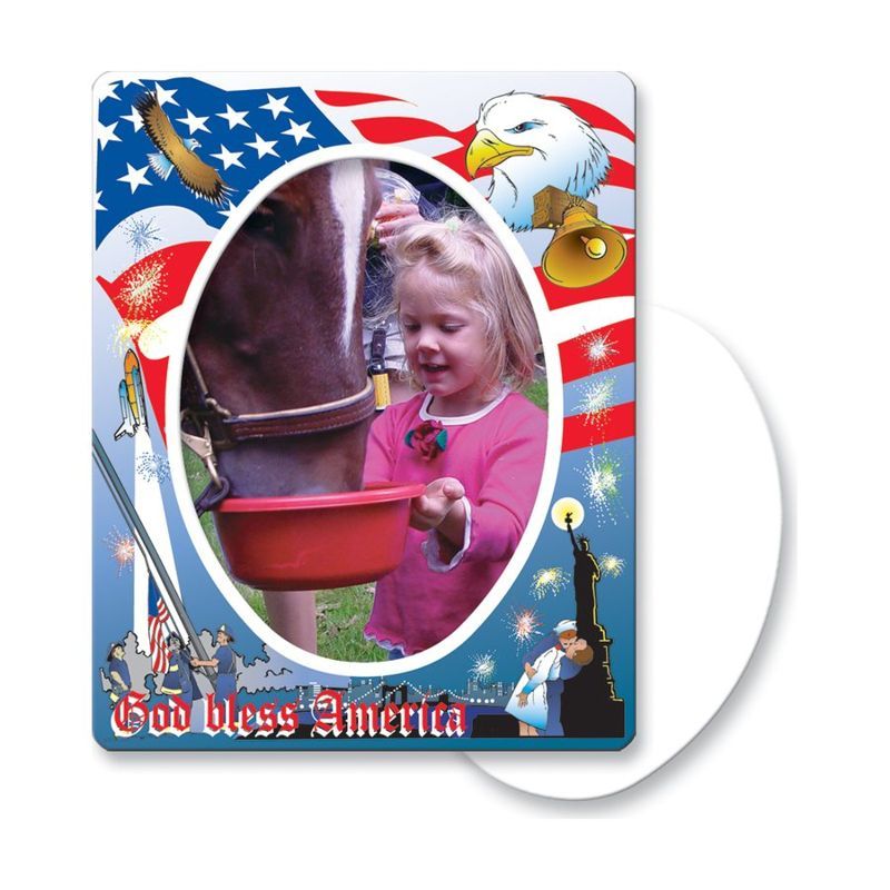 30 Mil Oval Center Patriotic Picture Frame Magnet, Full Color