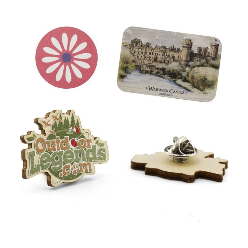 1.5" Full Color Wood Lapel Pin