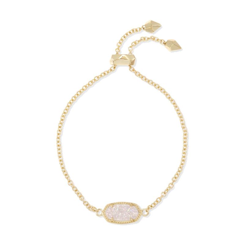 Kendra Scott Elaina Gold Adjustable Chain Bracelet in Iridescent Drusy
