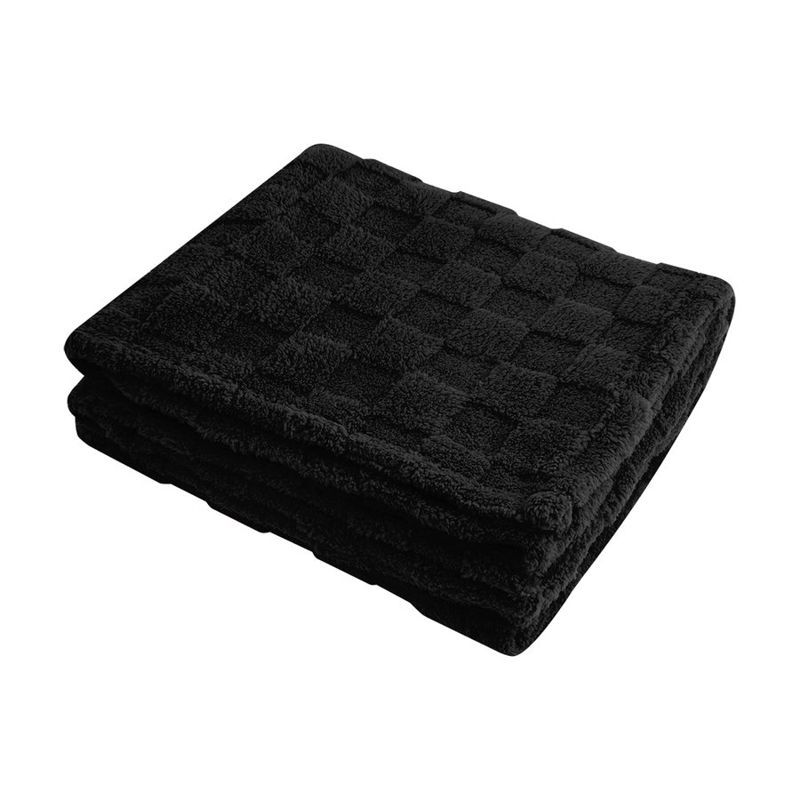 Checkered rPET Sherpa Blanket, 50 x 60 Inch