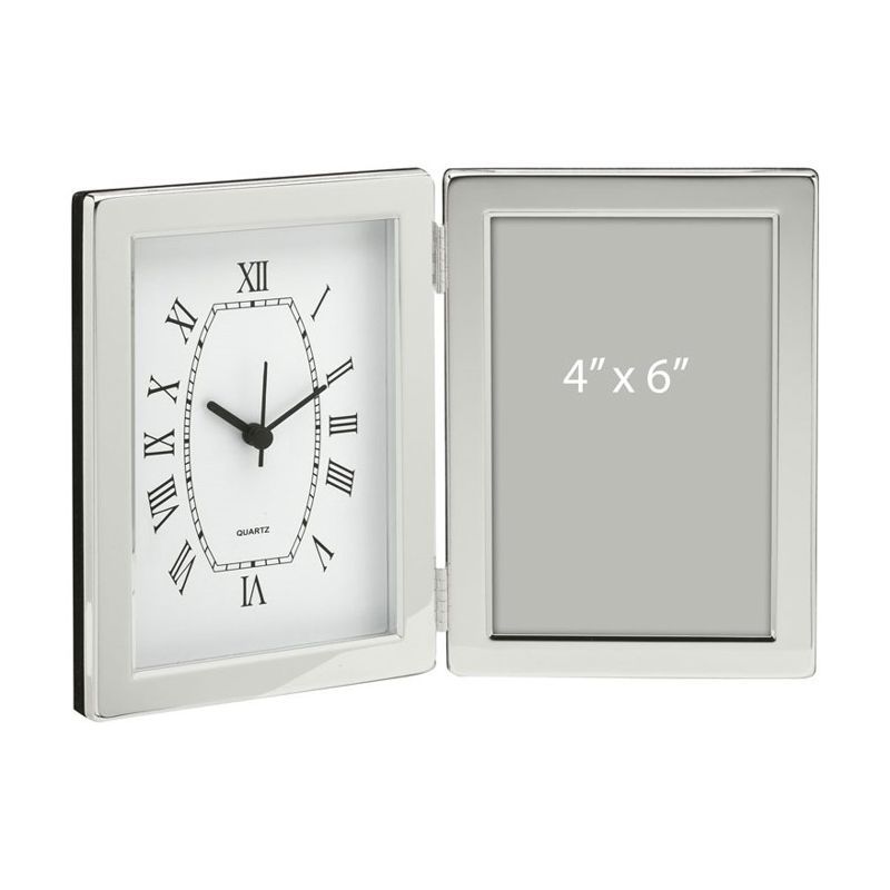 Silver Desk Clock and Photo Frame