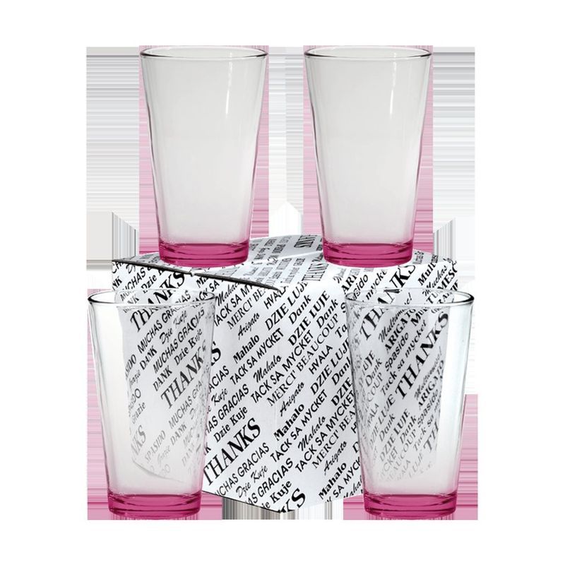 16 Oz. Thank You Set of 4 Mixing Glasses, Etch