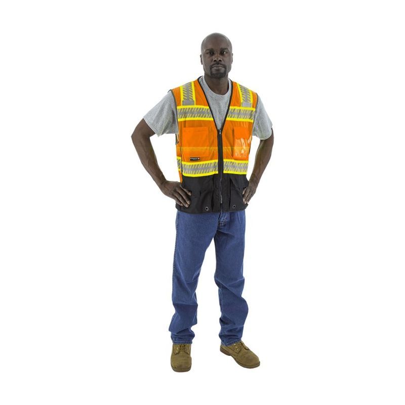 Hi-Vis Mesh Vest with DOT Chainsaw Striping