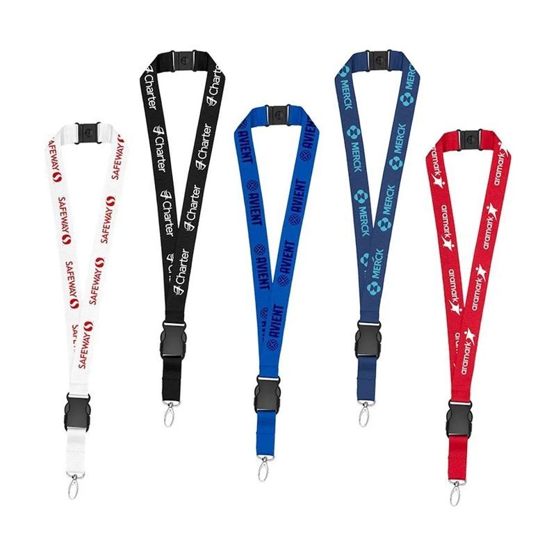 1" rPET Lanyard with Buckle and Safety Breakaway