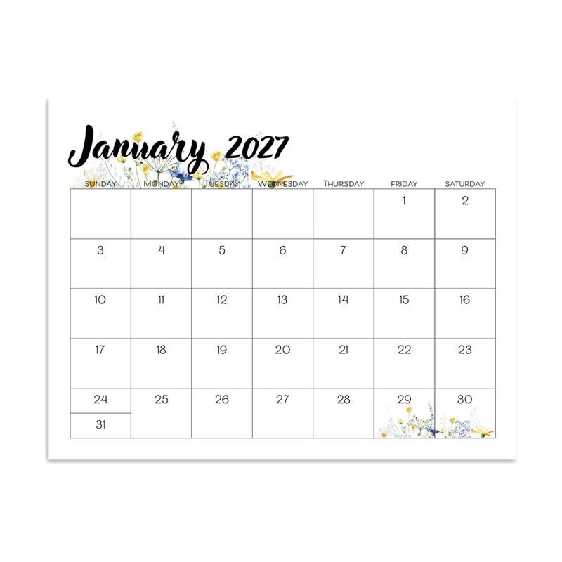 Small Monthly Floral Desk Pad Calendar