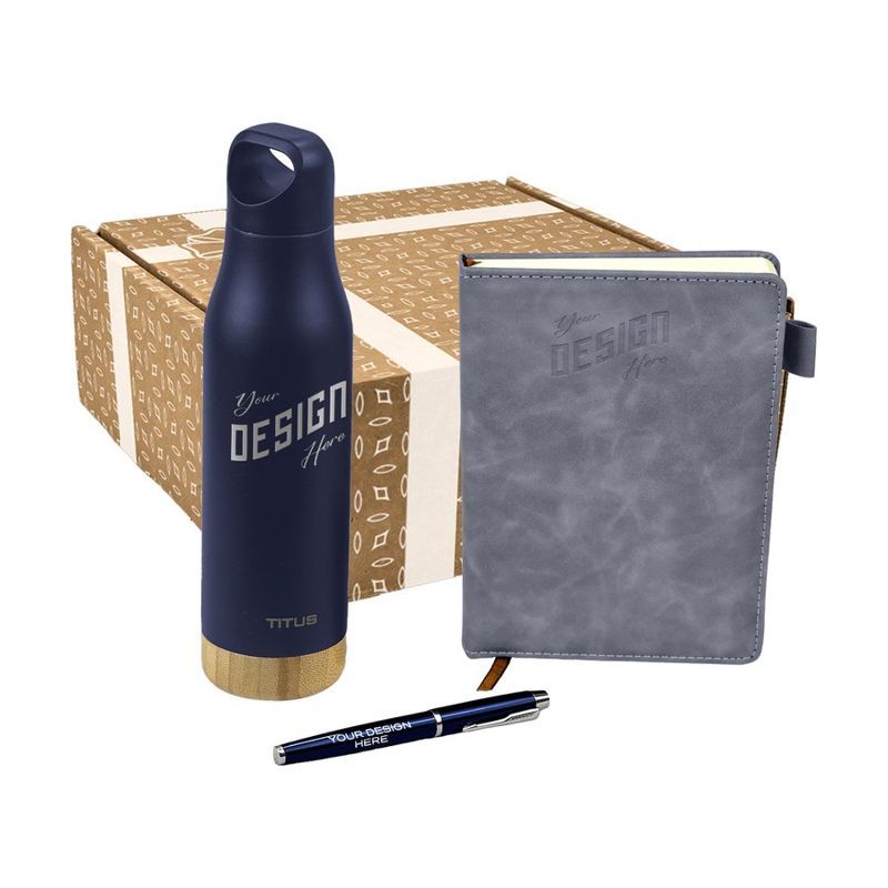 17 Oz. Water Bottle, Velveteen Notebook and Pen Gift Set