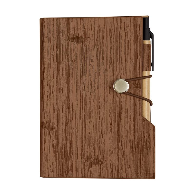 Woodgrain Look Notebook with Sticky Notes and Flags