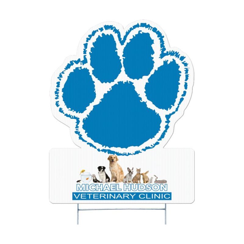 Paw and Nameplate Yard Sign, Full Color