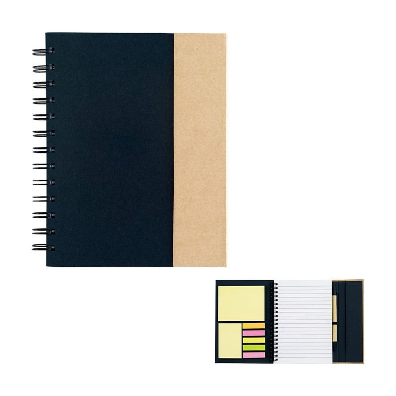 Spiral Notebook with Sticky Notes and Flags
