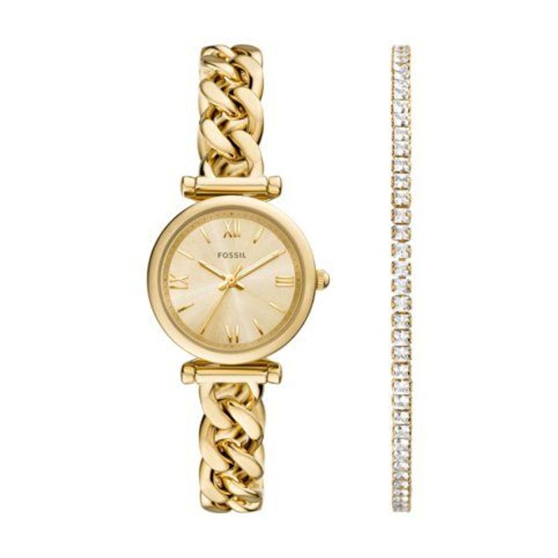 Fossil Women's Carlie Mini Three-Hand Watch and Bracelet Set