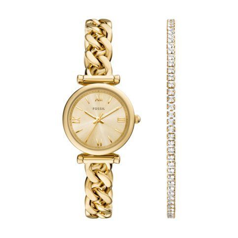 Fossil Women's Carlie Mini Three-Hand Watch and Bracelet Set