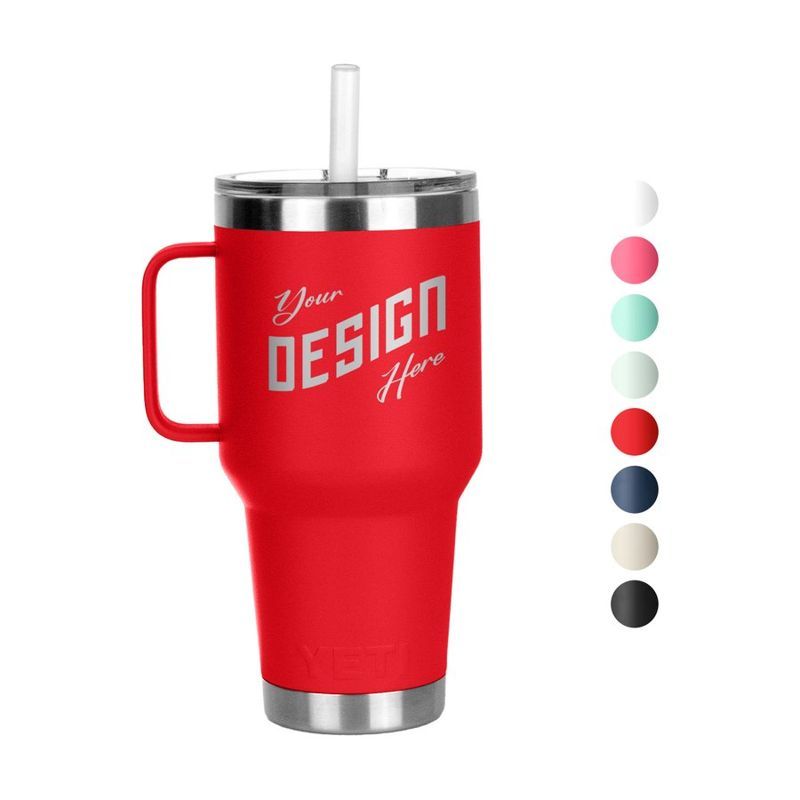 YETI 35 oz Stainless Travel Mug with Handle and Straw