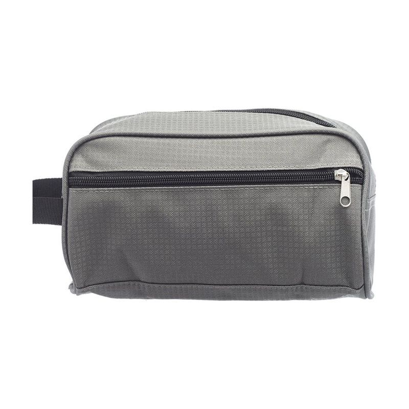Two-Tone Travel Toiletry Bag with Colored Handle and Zipper