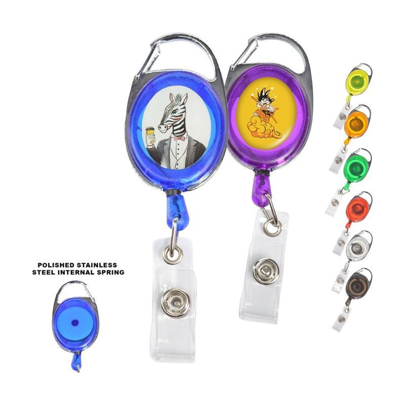 Clear Oval Carabiner Badge Reel