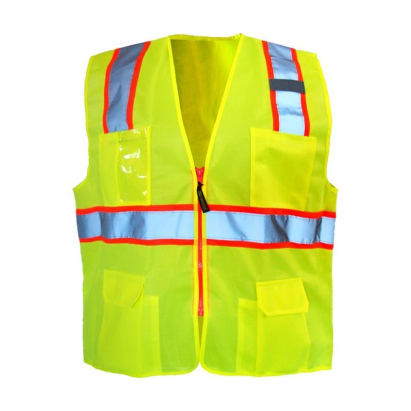 Occunomix Solid Two-Tone Surveyor Vest with Zipper