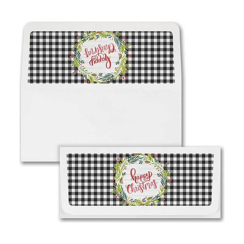 Happy Christmas Plaid Currency Envelope
