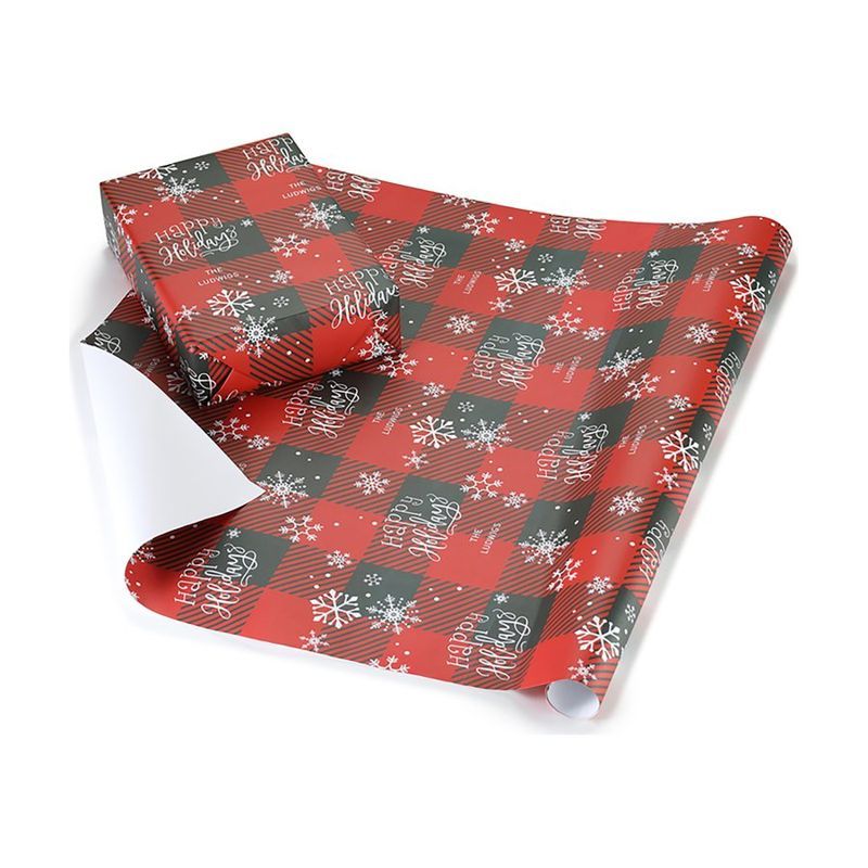 Holiday Plaid Personalized Wrapping Paper Roll