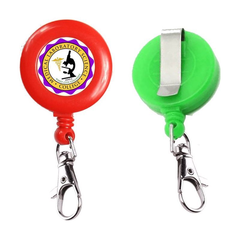 Round Badge Reel with Lobster Claw and Belt Clip