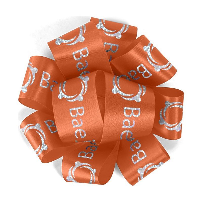Foil Print Satin Badge Bow, 1.5 Inch