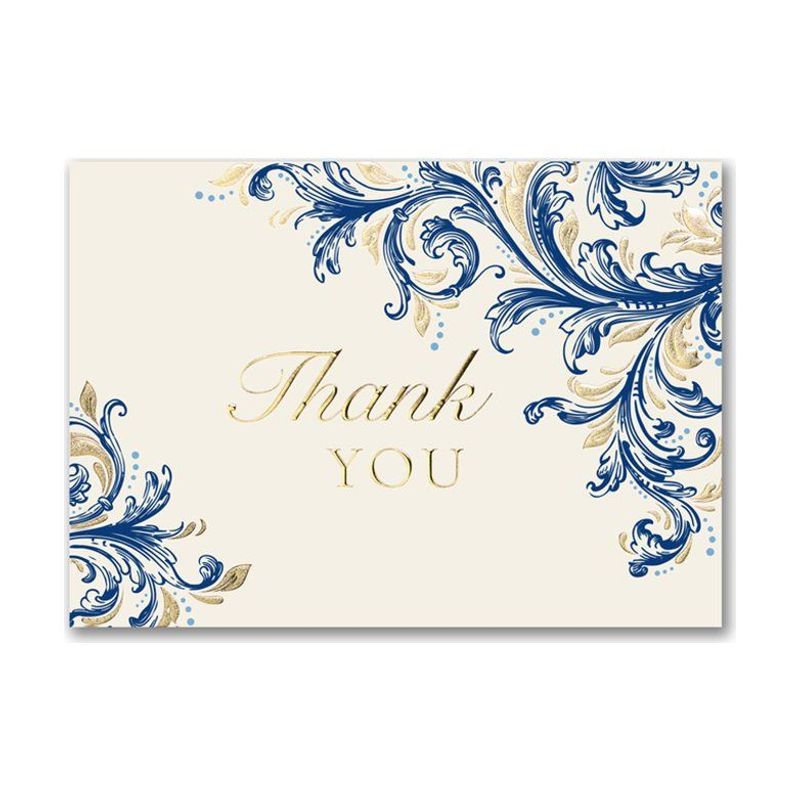 Damask Thank You Card with Foil Embossing