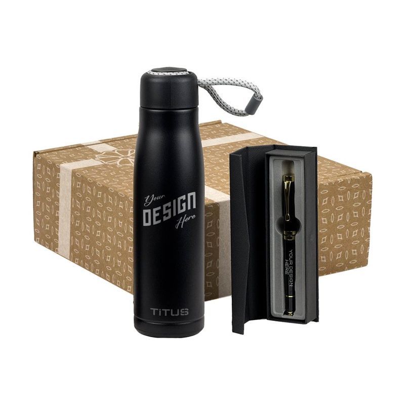 Executive Insulated Water Bottle and Chrome Trim Pen Gift Set