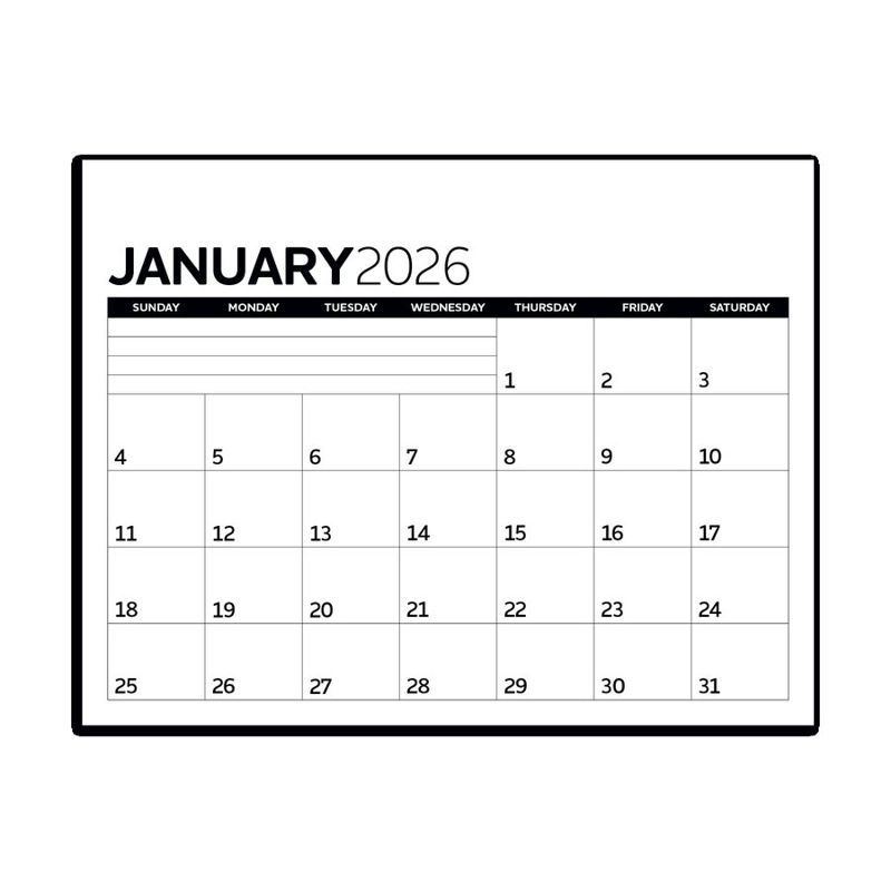 Small Monthly Desk Pad, Black and White