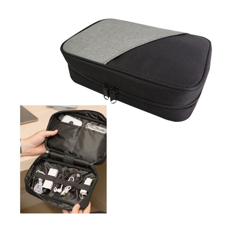 Double Zippered Heathered Tech Organizer