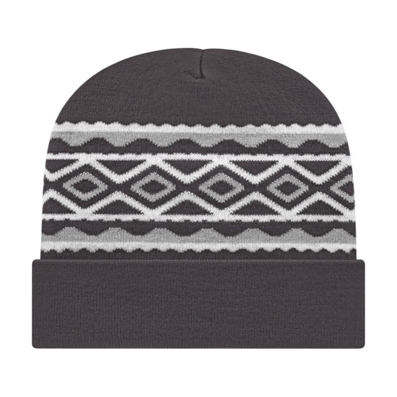 Diamond Pattern Knit Cap with Cuff
