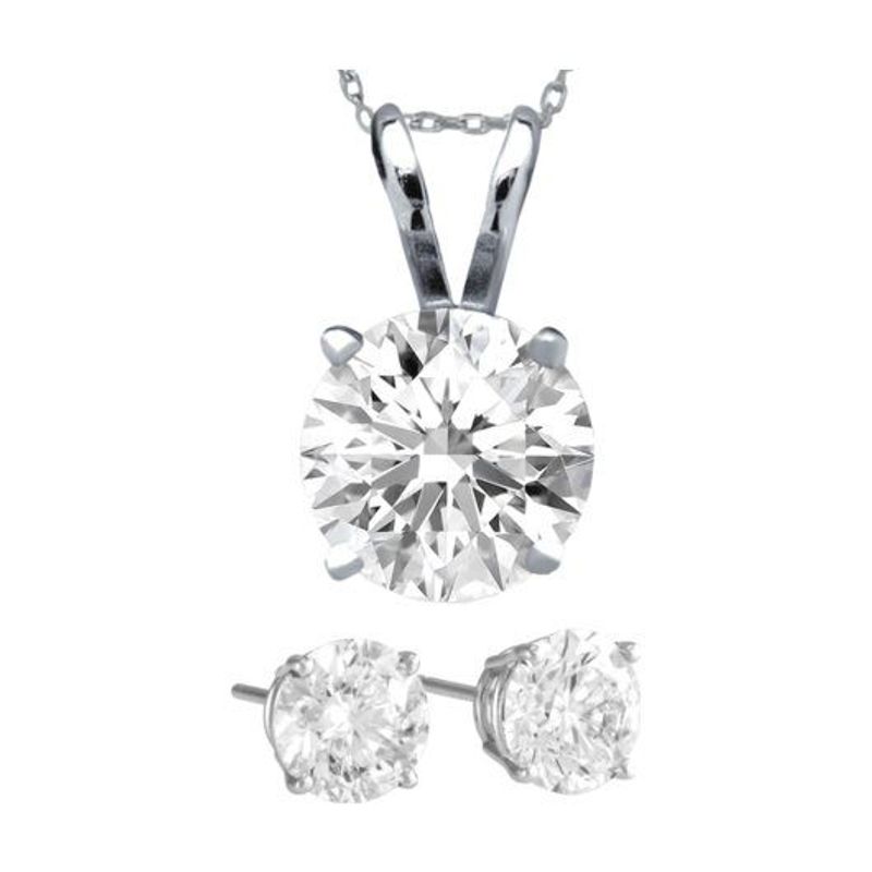 Cubic Zirconia Royal Stud Earrings and Dream Necklace Set