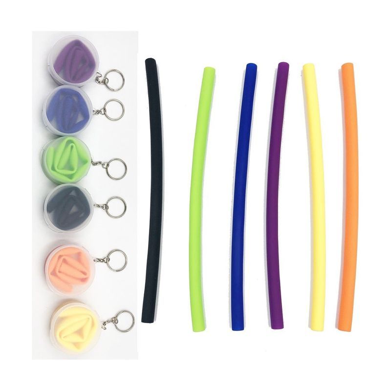 Soft Silicone Straw with Carrying Case and Keyring