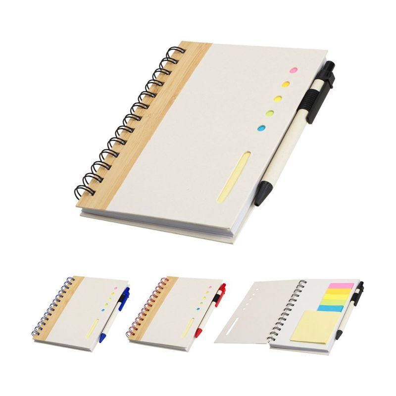 Camber Spiral Notebook with Colorful Sticky Notes and Pen