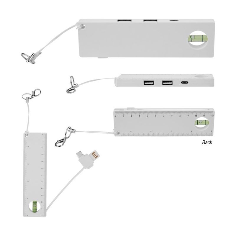 Recycled USB and Type-C Hub with Level and Ruler