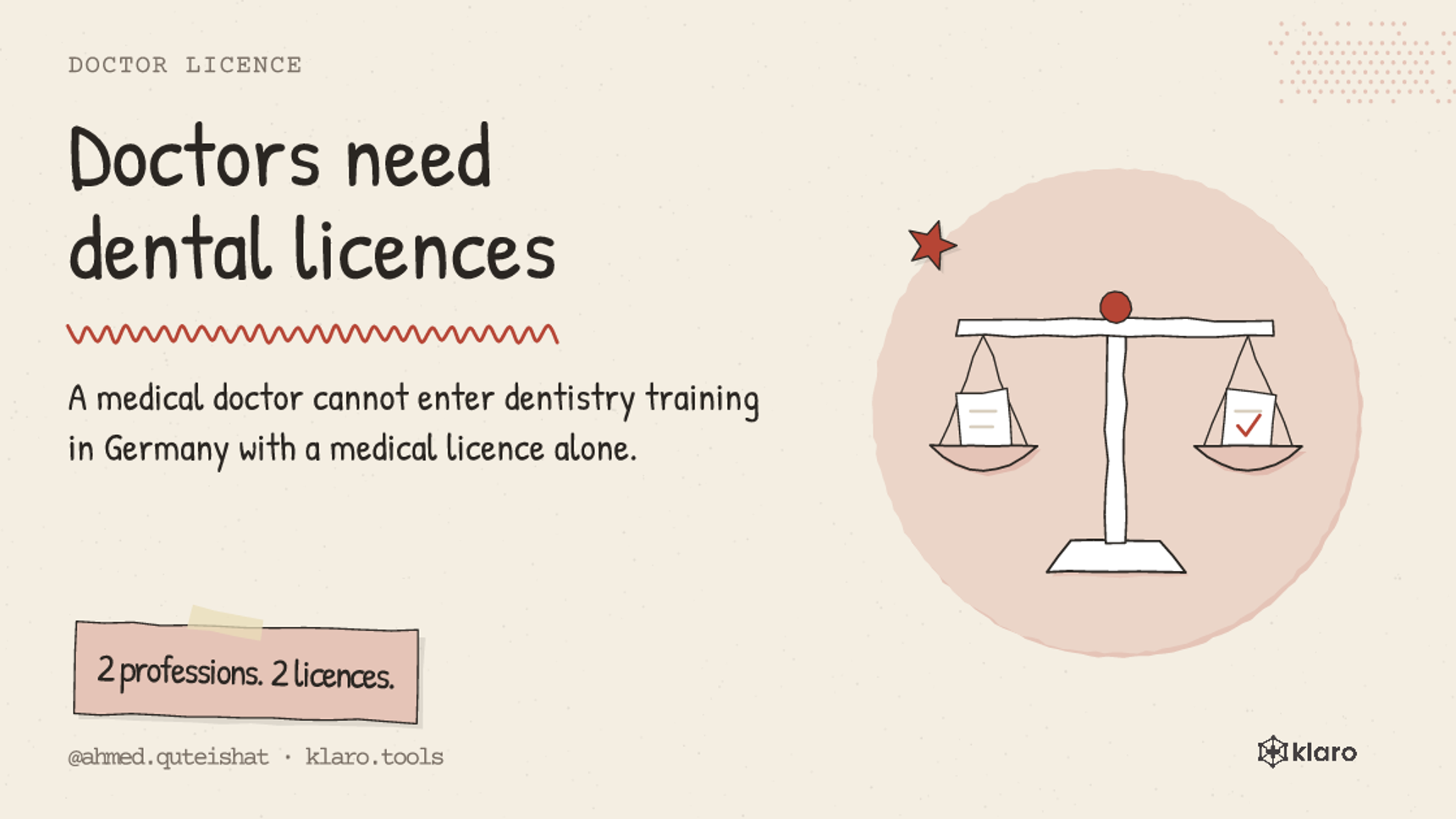 Doctors need dental licences: A medical doctor cannot enter dentistry training in Germany with a medical licence alone.