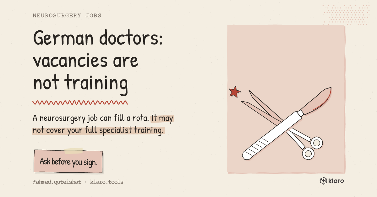 German doctors: vacancies are not training: A neurosurgery job can fill a rota. It may not cover your full specialist training.