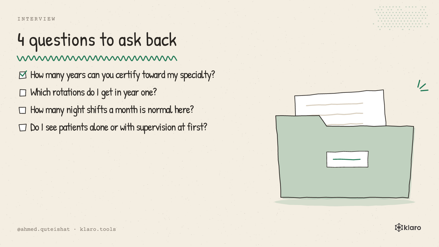 A checklist of 4 questions to ask back in a German hospital interview