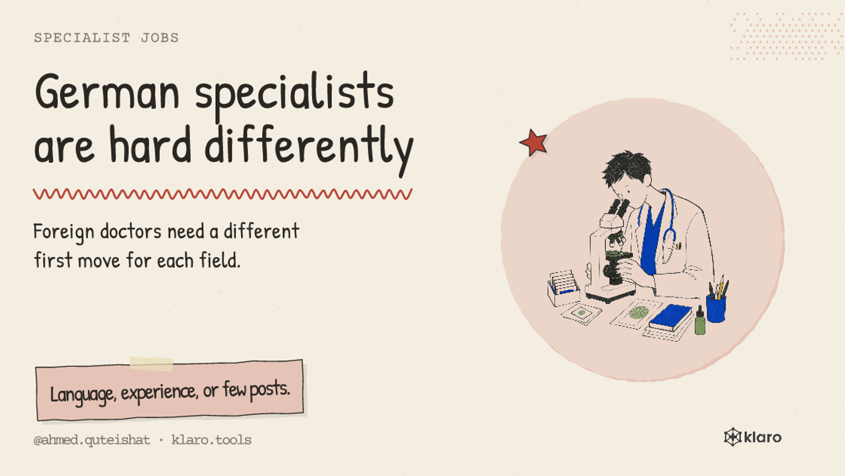 German specialists are hard differently: Foreign doctors need a different first move for each field.