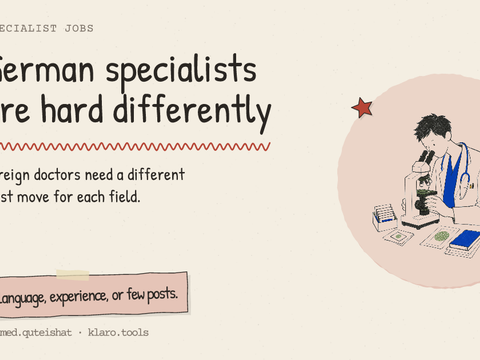 German specialists are hard differently: Foreign doctors need a different first move for each field.