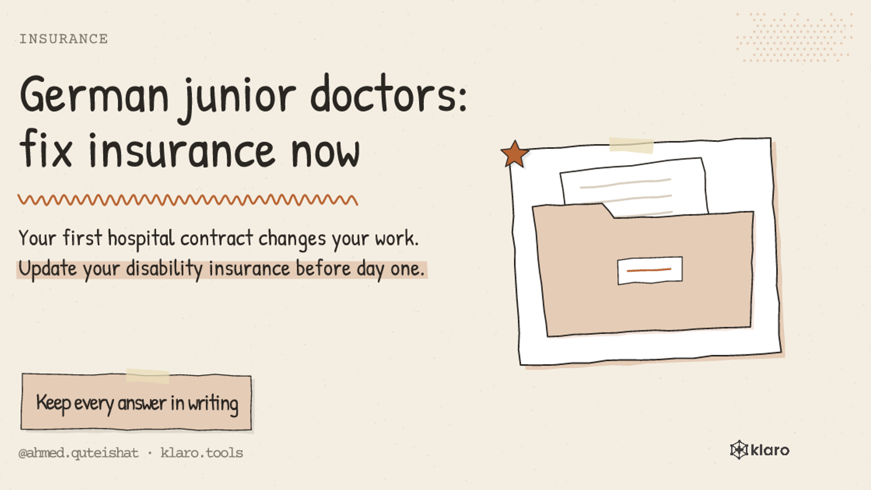 German junior doctors: fix insurance now: Your first hospital contract changes your work. Update your disability insurance before day one.