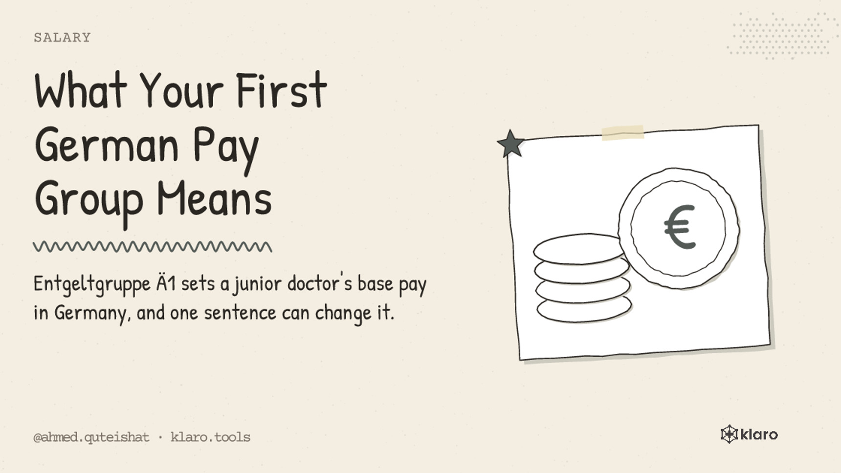 What Your First German Pay Group Means: Entgeltgruppe Ä1 sets a junior doctor's base pay in Germany, and one sentence can change it.
