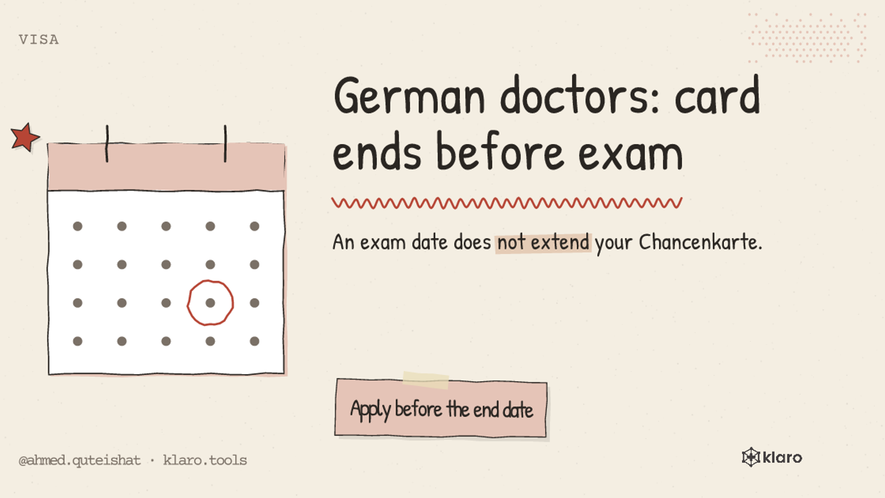 German doctors: card ends before exam: An exam date does not extend your Chancenkarte.