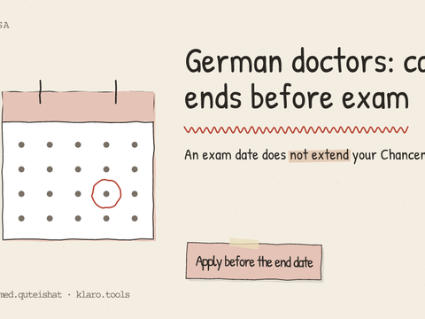 German doctors: card ends before exam: An exam date does not extend your Chancenkarte.