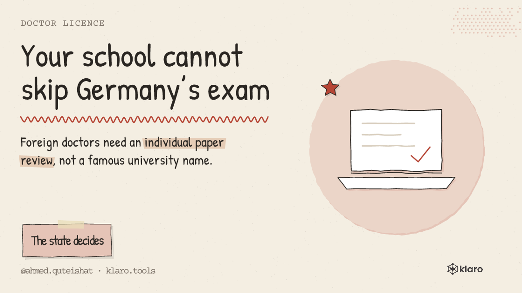 Your school cannot skip Germany’s exam: Foreign doctors need an individual paper review, not a famous university name.