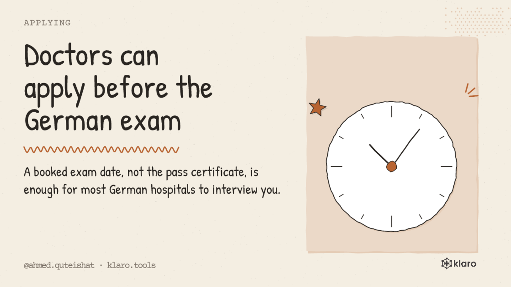 Doctors can apply before the German exam: A booked exam date, not the pass certificate, is enough for most German hospitals to interview you.