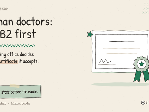 German doctors: pick B2 first: Your licensing office decides which B2 certificate it accepts.