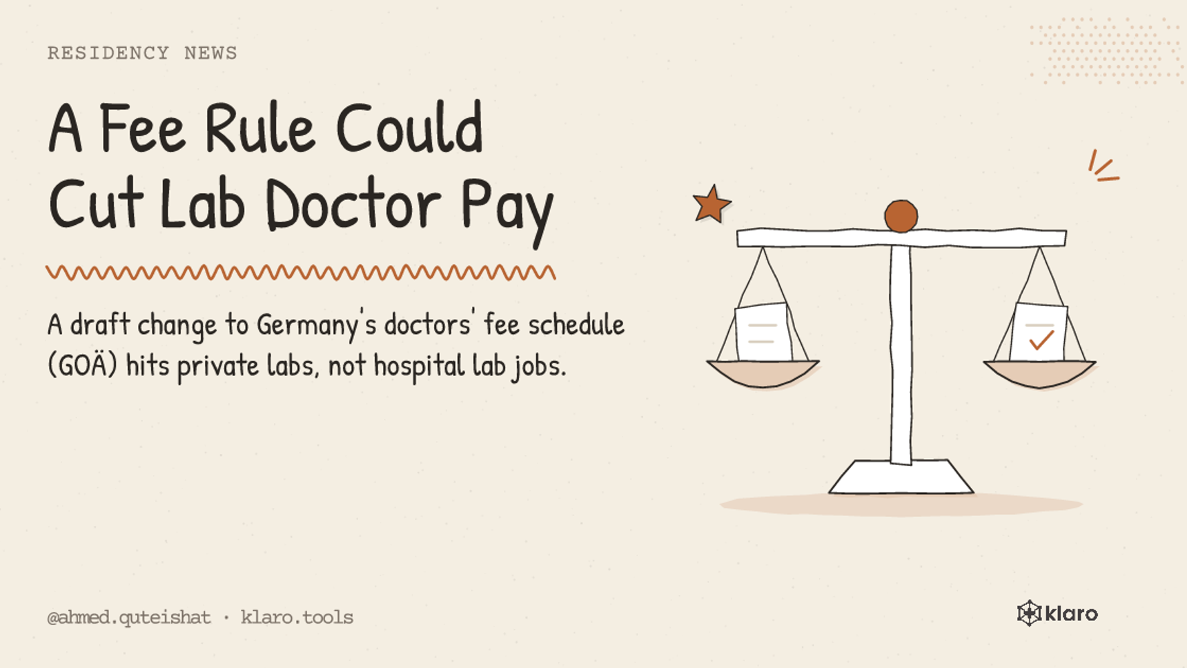 A Fee Rule Could Cut Lab Doctor Pay: A draft change to Germany's doctors' fee schedule (GOÄ) hits private labs, not hospital lab jobs.