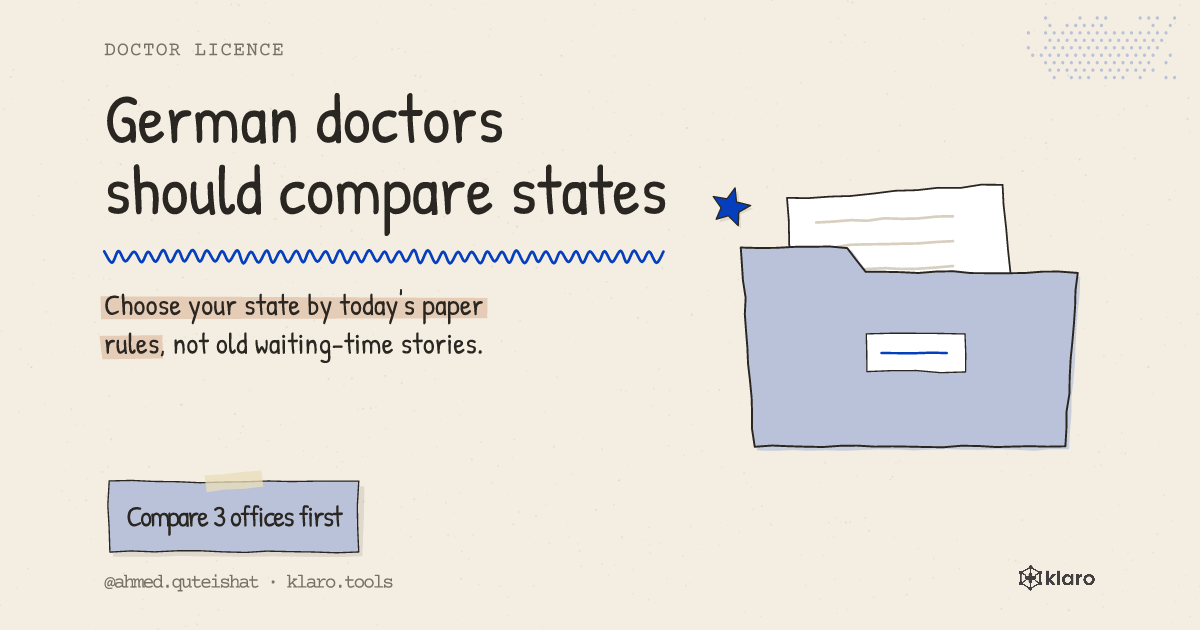 German doctors should compare states: Choose your state by today's paper rules, not old waiting-time stories.