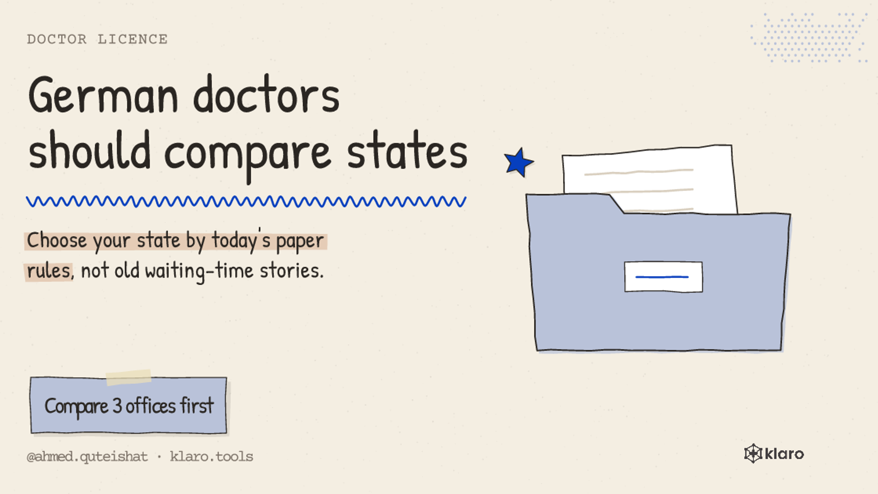 German doctors should compare states: Choose your state by today's paper rules, not old waiting-time stories.