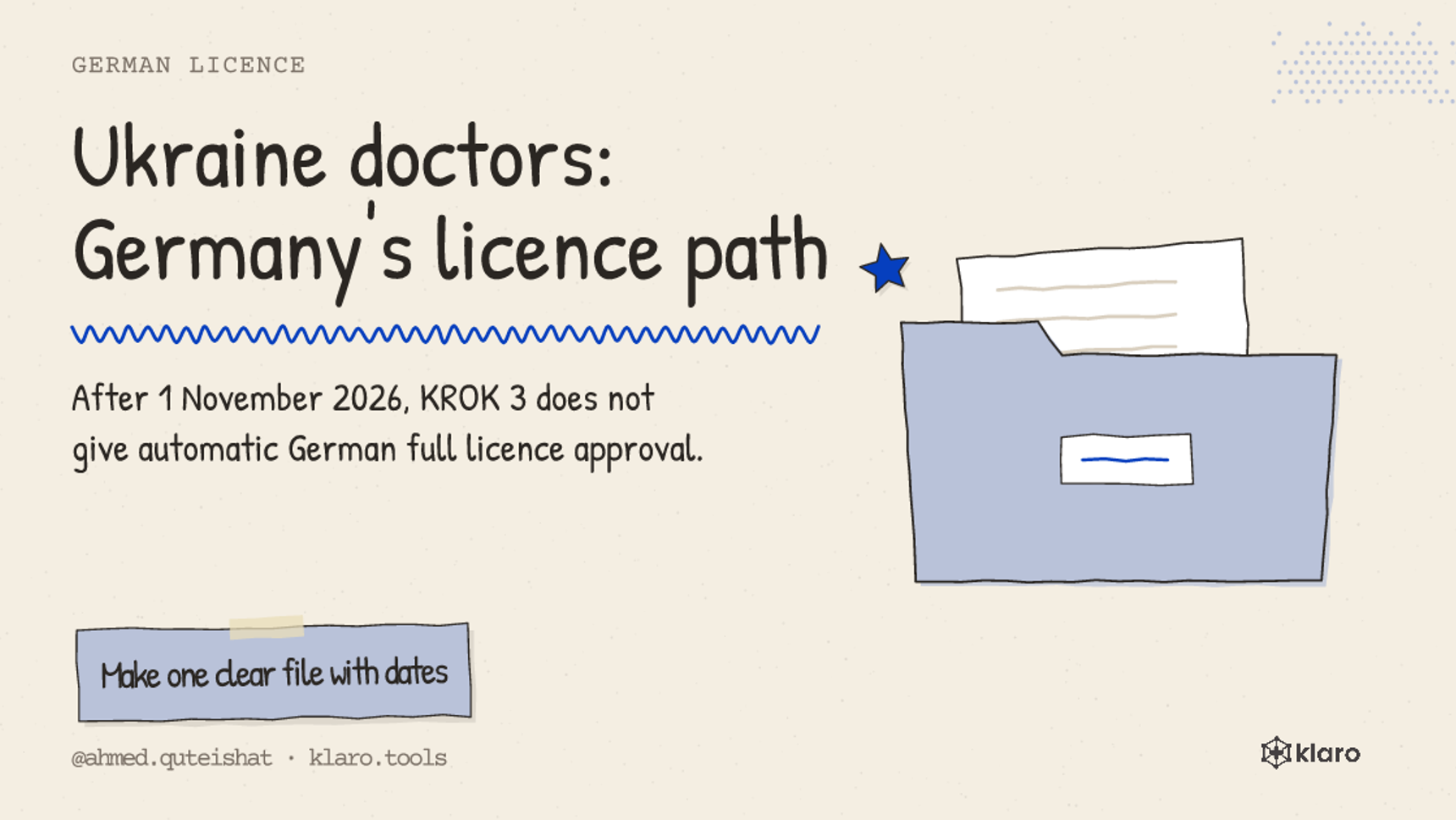 Ukraine doctors: Germany's licence path: After 1 November 2026, KROK 3 does not give automatic German full licence approval.